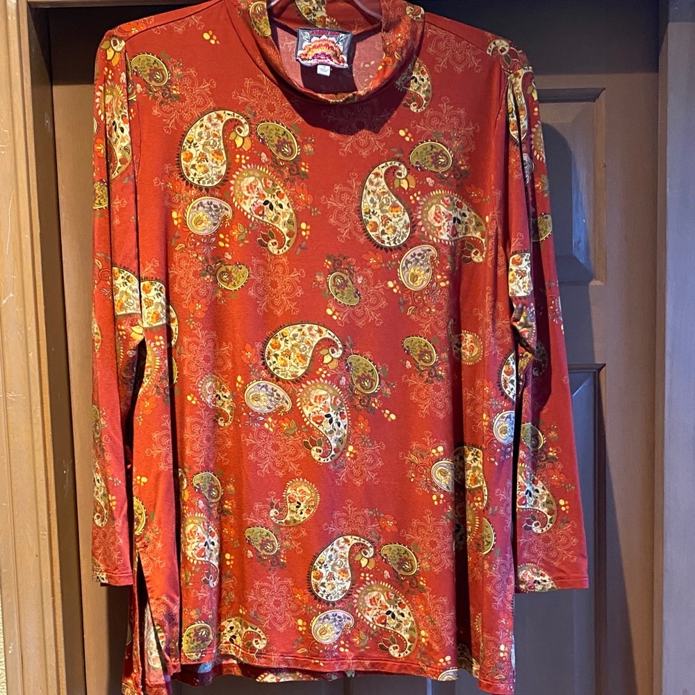 Johnny Was Floral Print Mock-neck Tunic